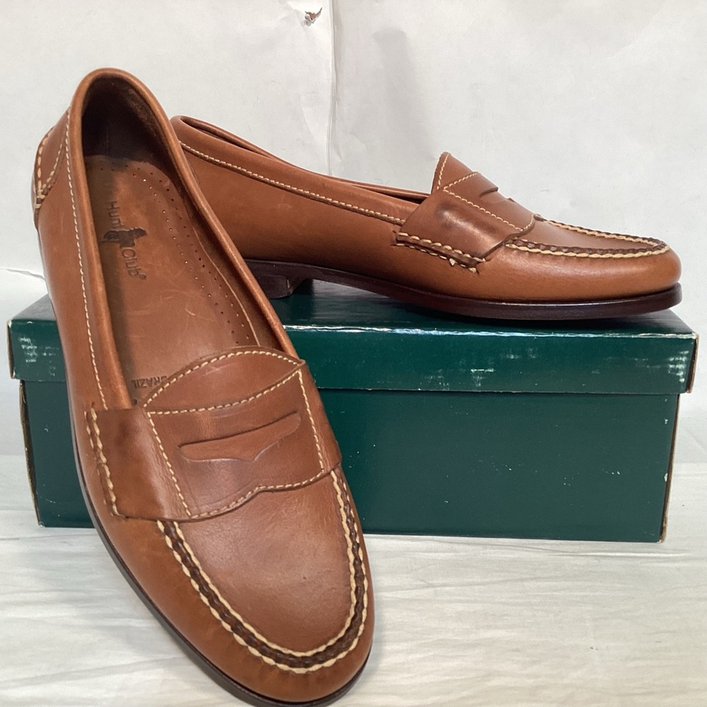 Hunt Club Tan Leather Penny Loafers Men’s Size 8 1/2